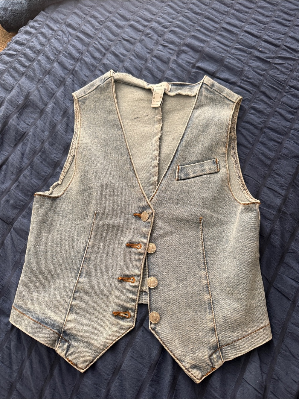 Forever 21 Light Gray Denim Button Vest